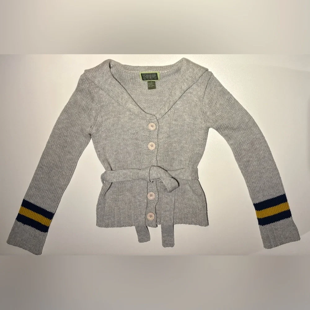 Rare VintageY2K U.S.PoloAssn. ShawlCollar KnitCardigan. Back With Sailor Collar - Picture 1 of 6